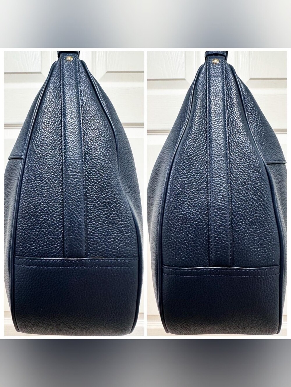 Coach Pebbled Leather Shoulder Hobo in Navy Blue with Gold Hardware - Picture 6 of 6
